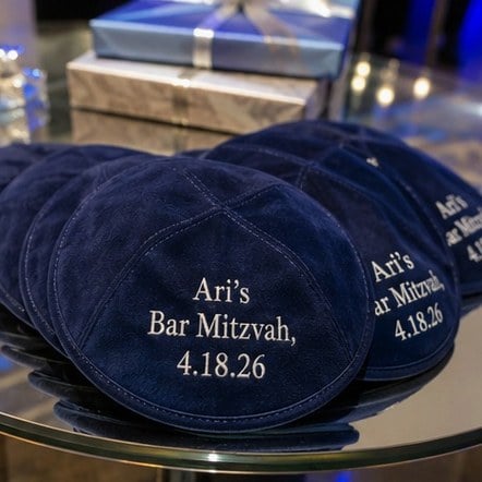 Customized kippahs for bar and bat mitzvahs