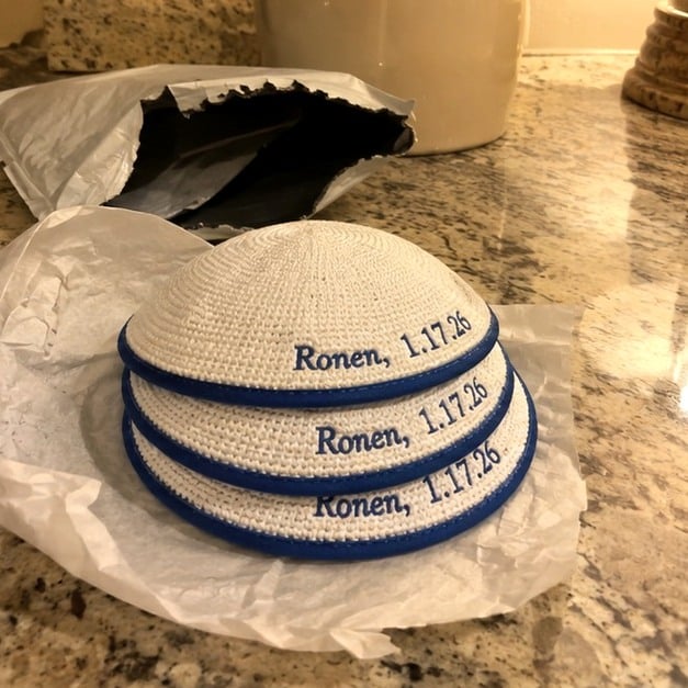 Kippahs with logo — customer photo